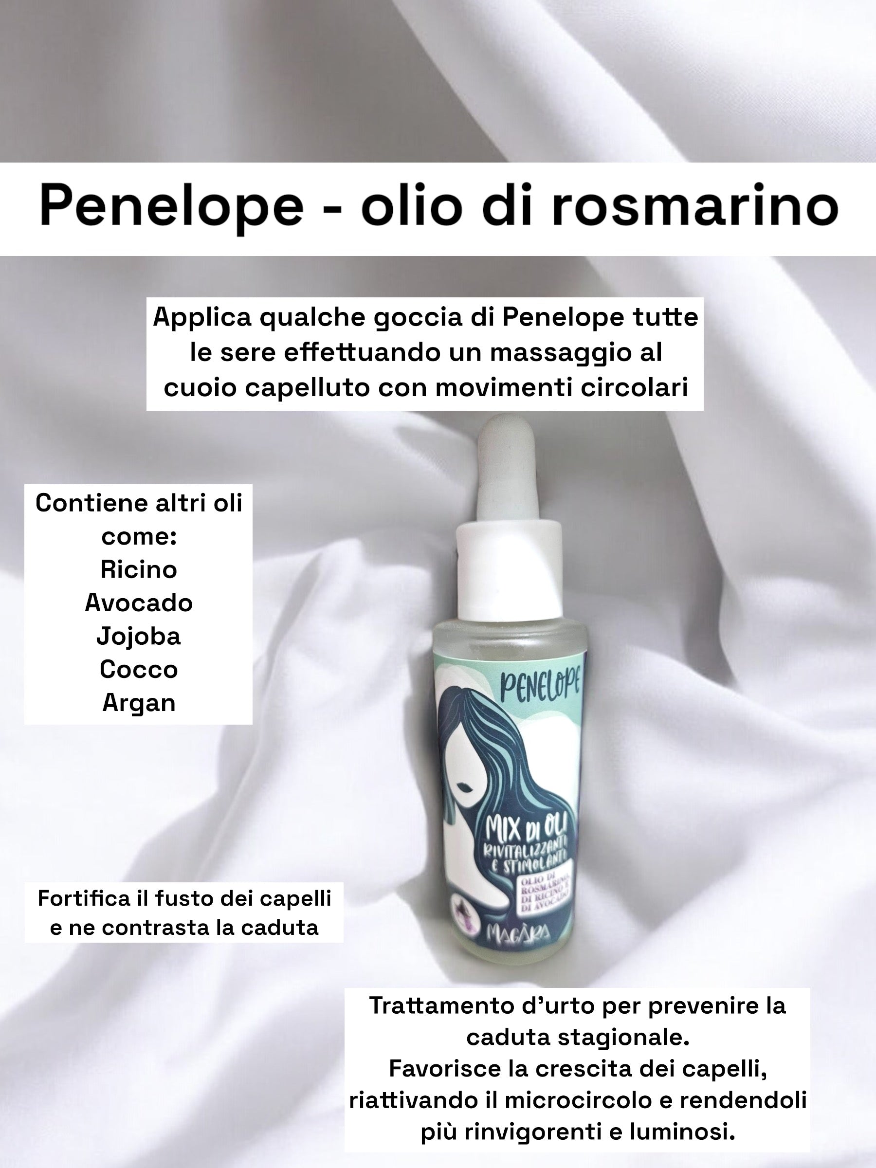 Olio di rosmarino, Penelope e proprietà.